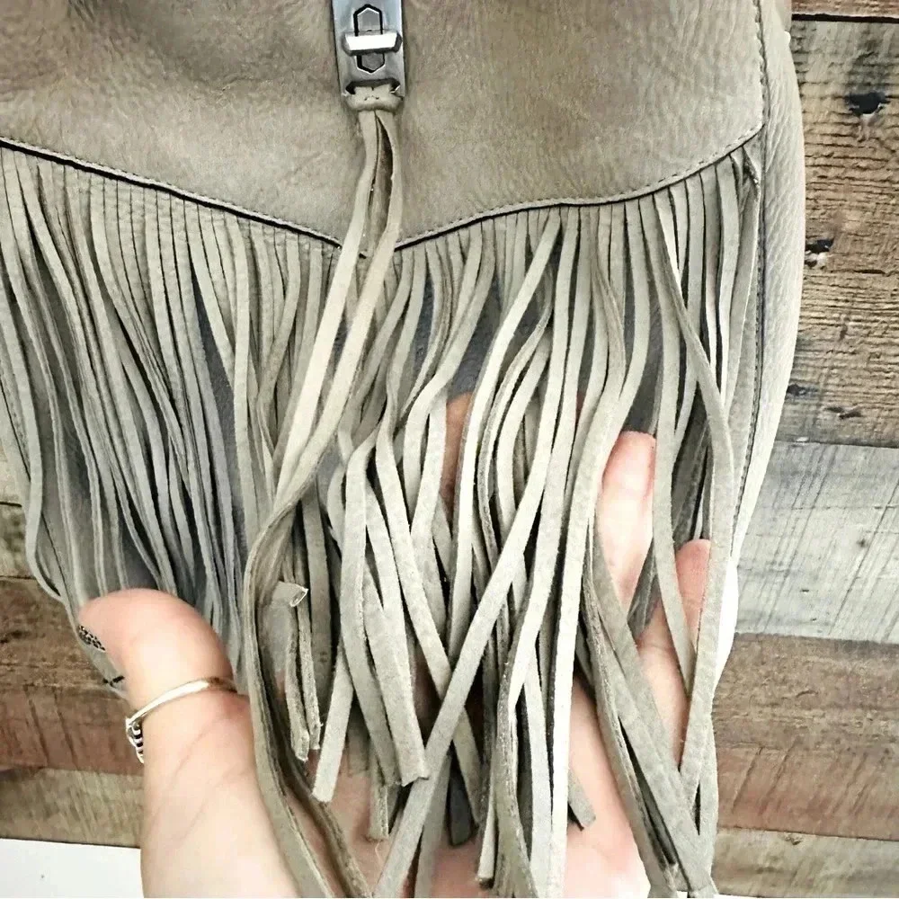 Rebecca Minkoff Grey Darren Shoulder Bag With Fringe